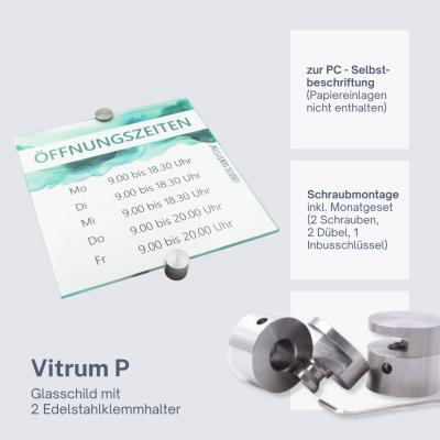 Tuerschild VITRUM P Glasschild fuer Buero 300 300 mm